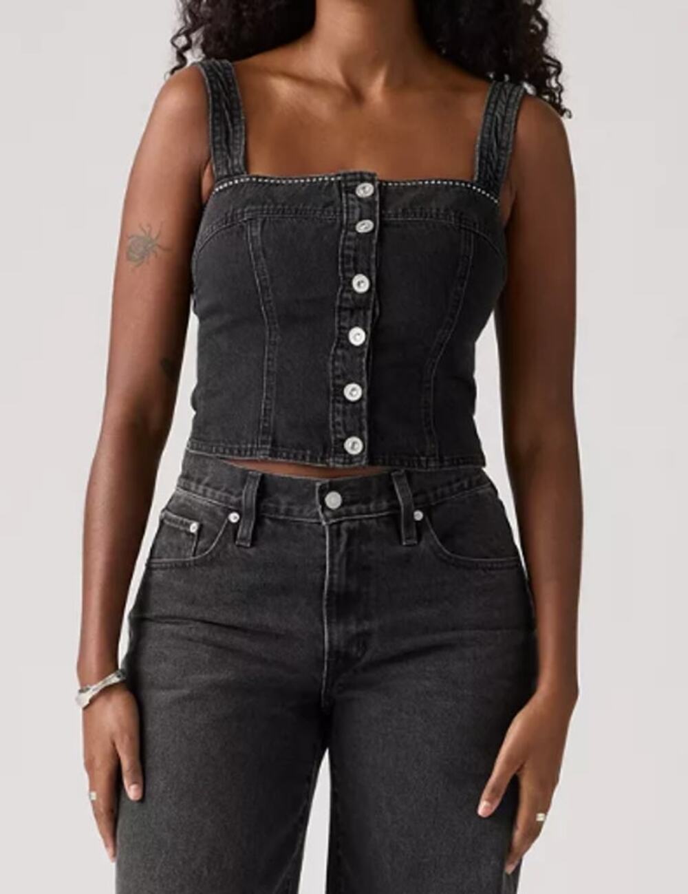 Levi's Women's Cotton Drea Rhinestone Denim Tank Top XL